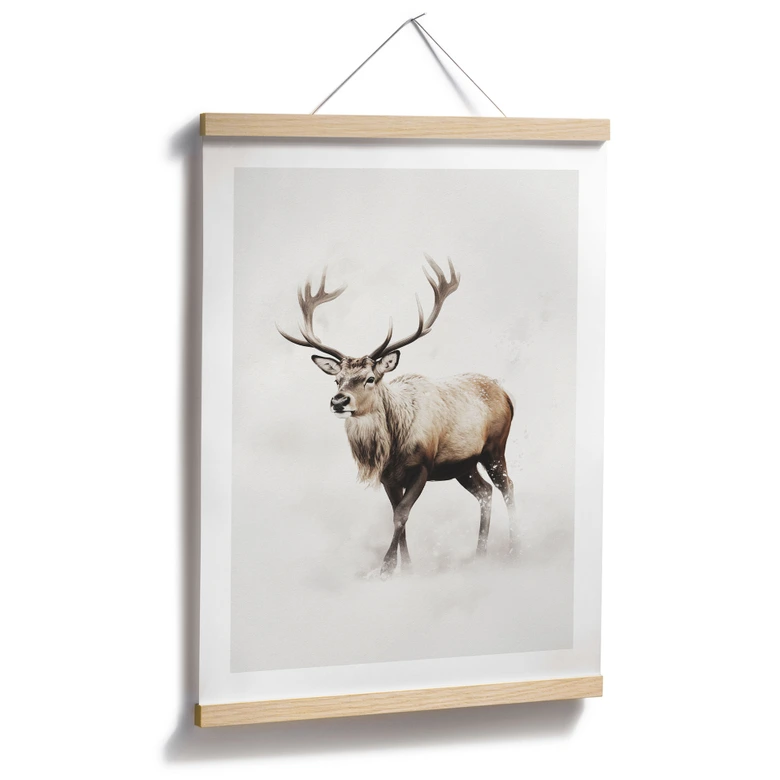 Poster Wintermotiv fürs Wohnzimmer - Hirsch im weißen Winter - Magnusson 
