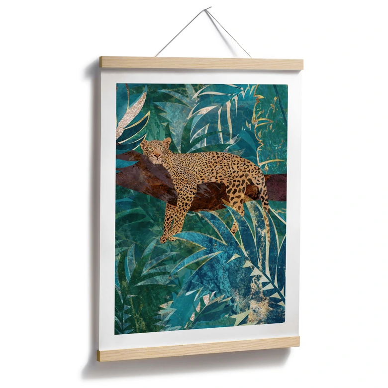 Poster Leopard im smaragdgrünen Dschungel - Manovski 