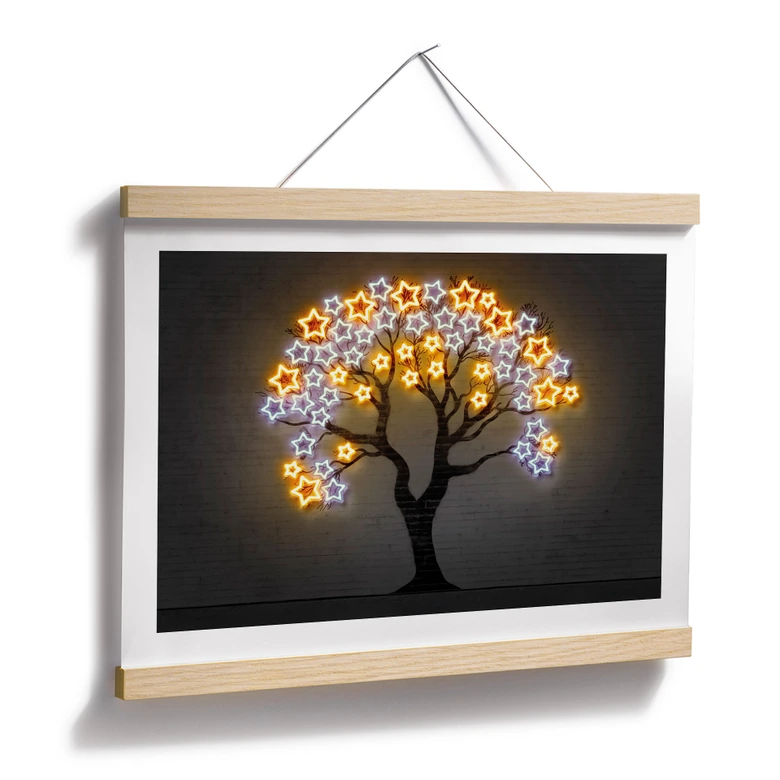 Poster Baum mit Sternen | Neon Street Art - Mielu 