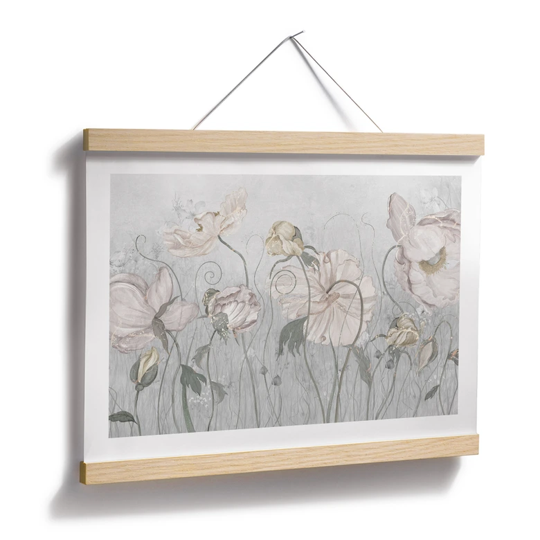 Poster Blumen im Vintage Stil in Grau - Ms Tiff 