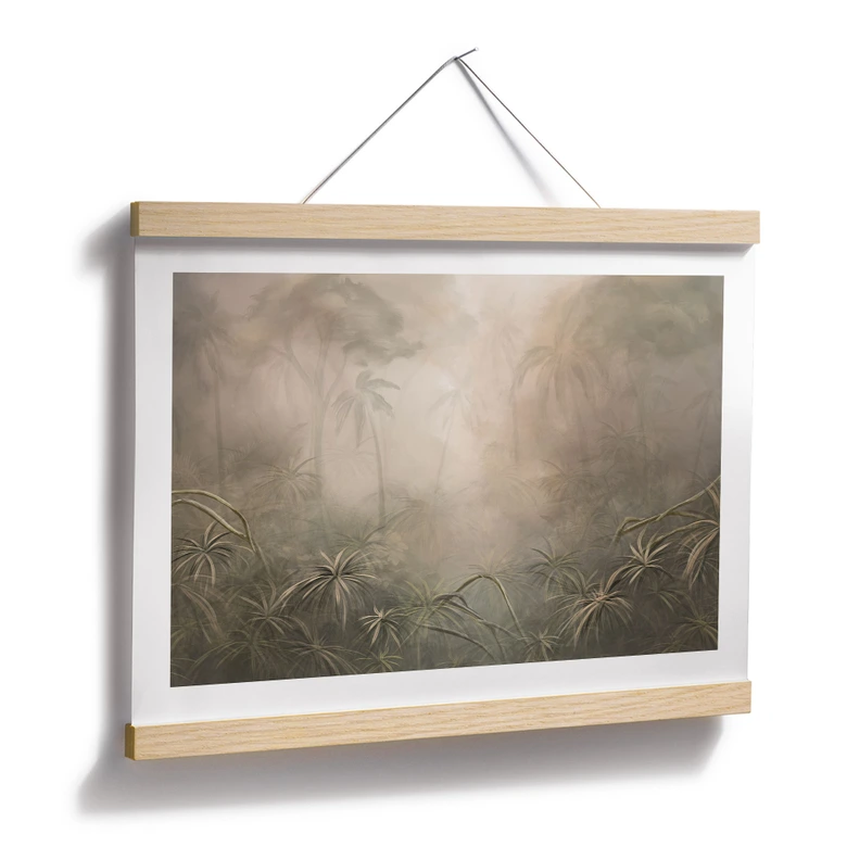 Palmen Poster Mystischer Regenwald im Nebel - Ms Tiff 