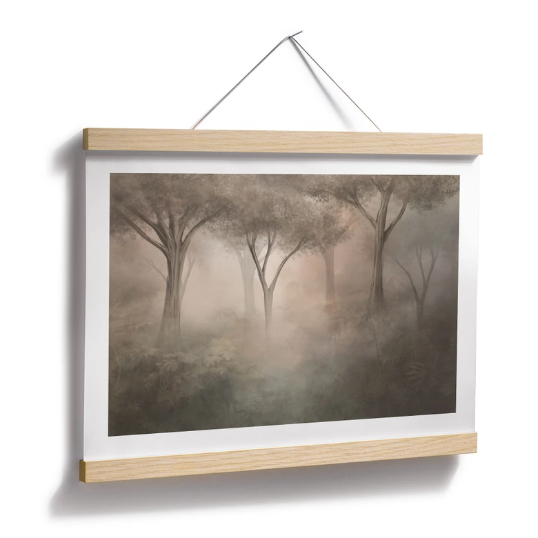 Poster Waldmagie im Morgennebel Beige - Ms Tiff 