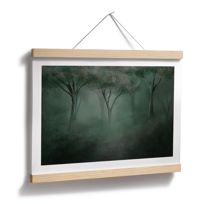 Poster Waldmagie im Morgennebel Grün - Ms Tiff 