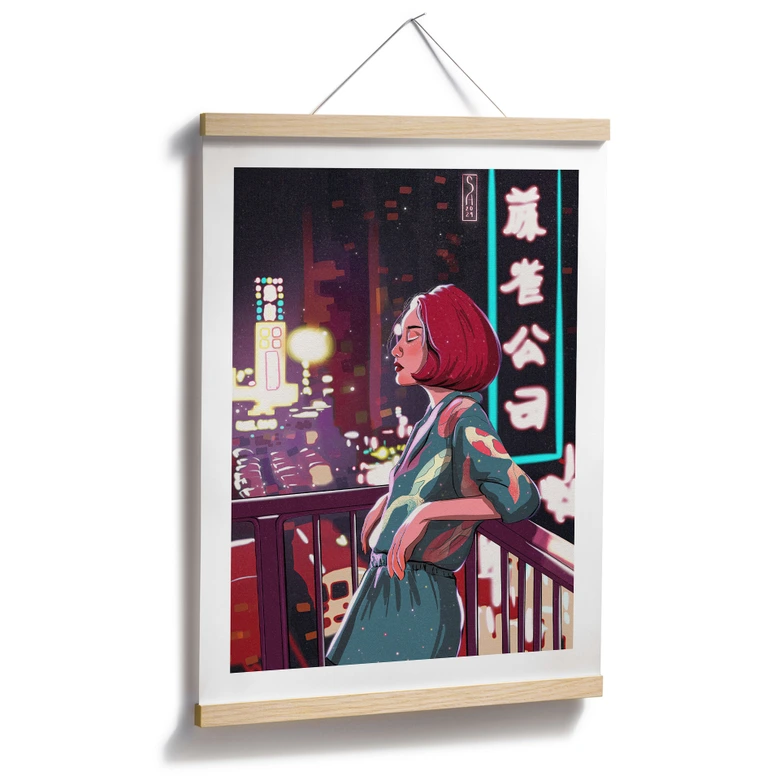 Plakat-pige på en balkon i Japan - Oliveira 