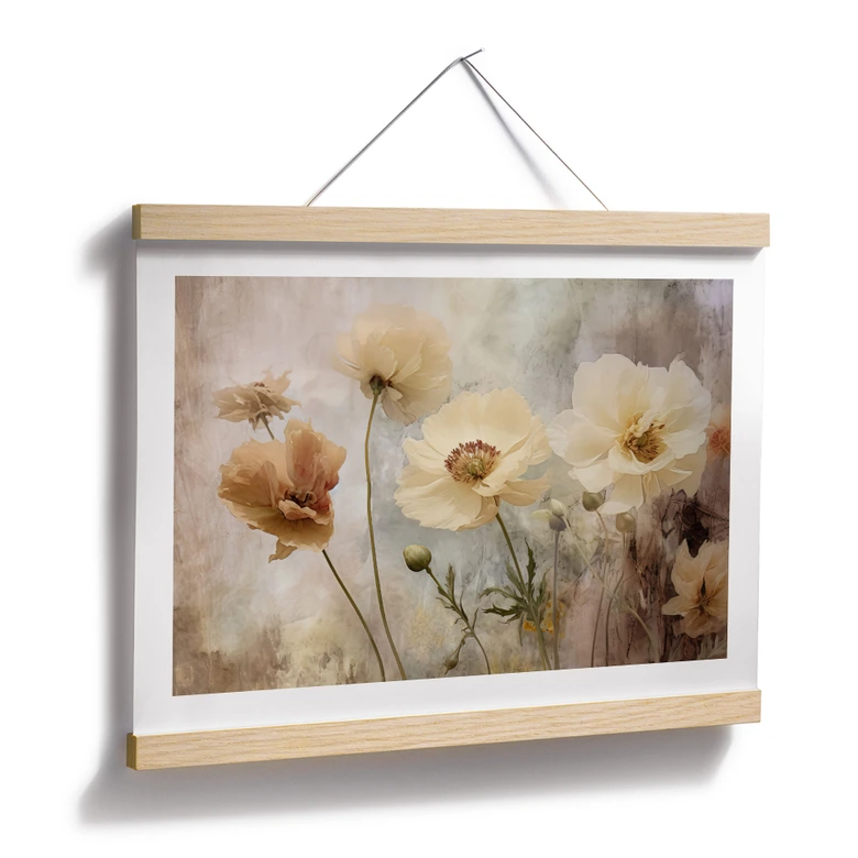 Poster Blumenpracht in warmen Pastelltönen | Blumenposter - Paksoylu 