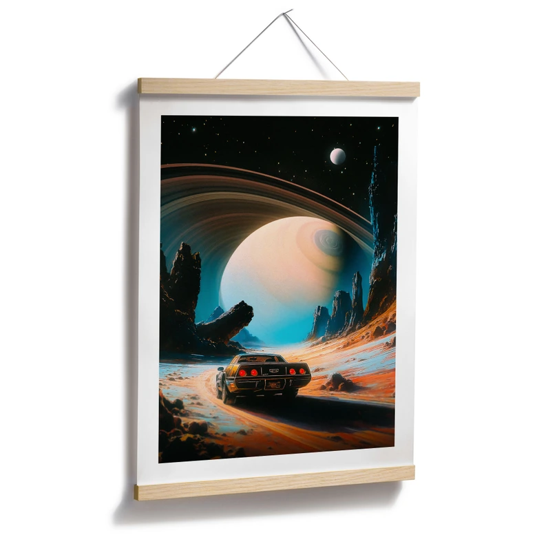 Poster Space - Retro racerbil i rymden - Taudalpoi 