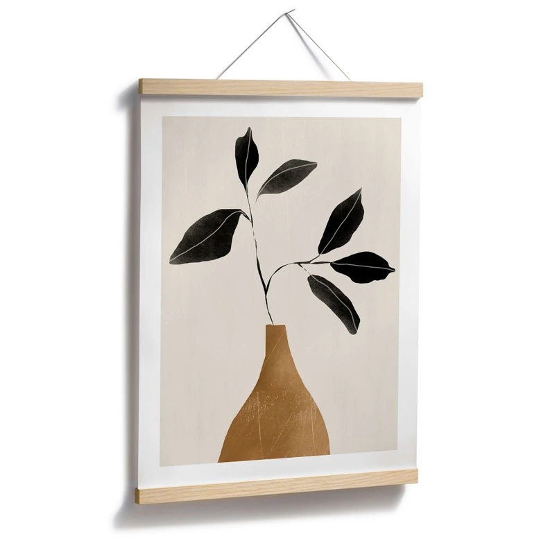 Poster Stilleben fürs Wohnzimmer - Zweig in goldener Vase - ThingDesign 