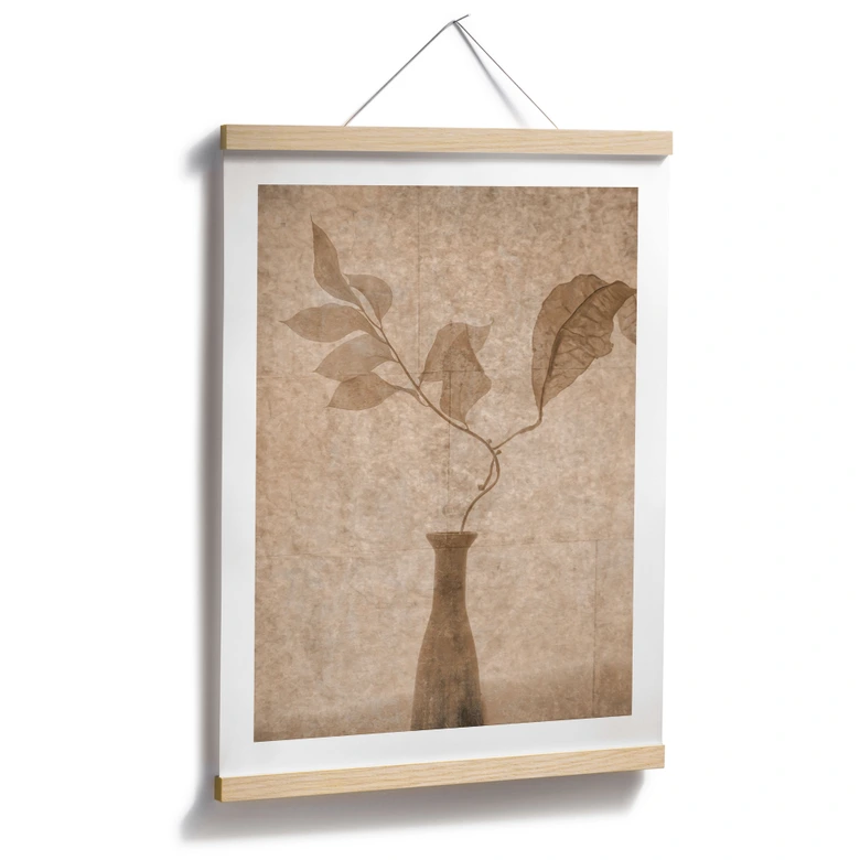 Poster Stillleben mit herbstlichen Blättern in Beige | Minimalistische Kunst - Tokarev 