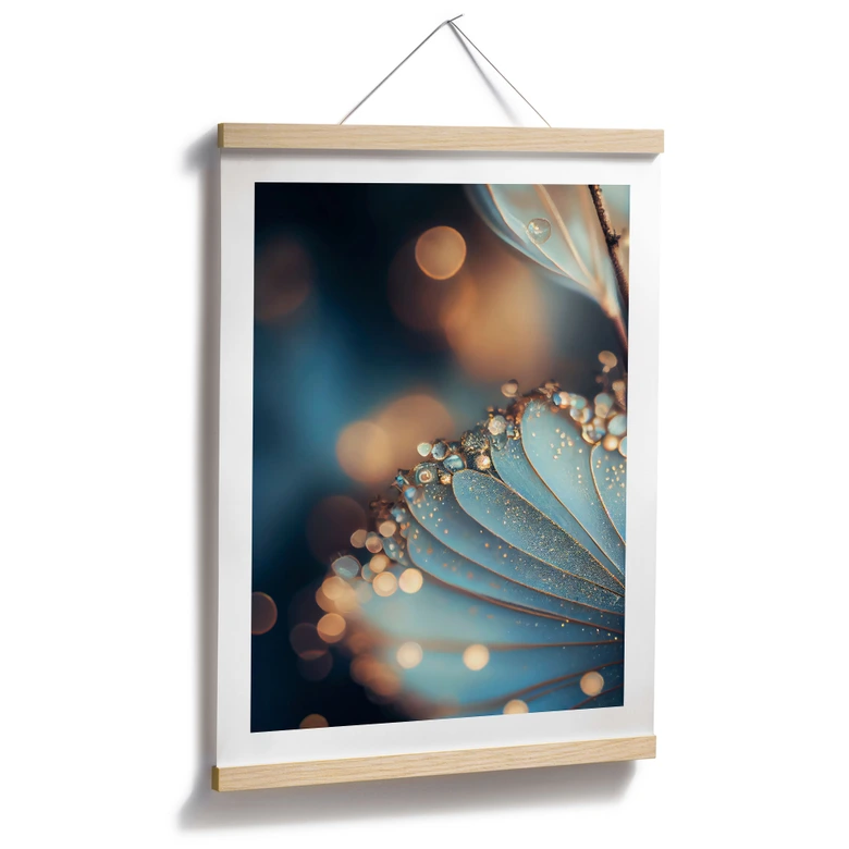 Poster Blaue Blüte mit Tautropfen - Treechild 