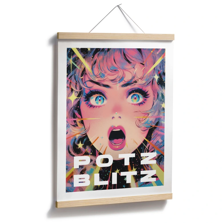 Poster mit Redewendung - Potzblitz im Anime-Stil - Treechild 