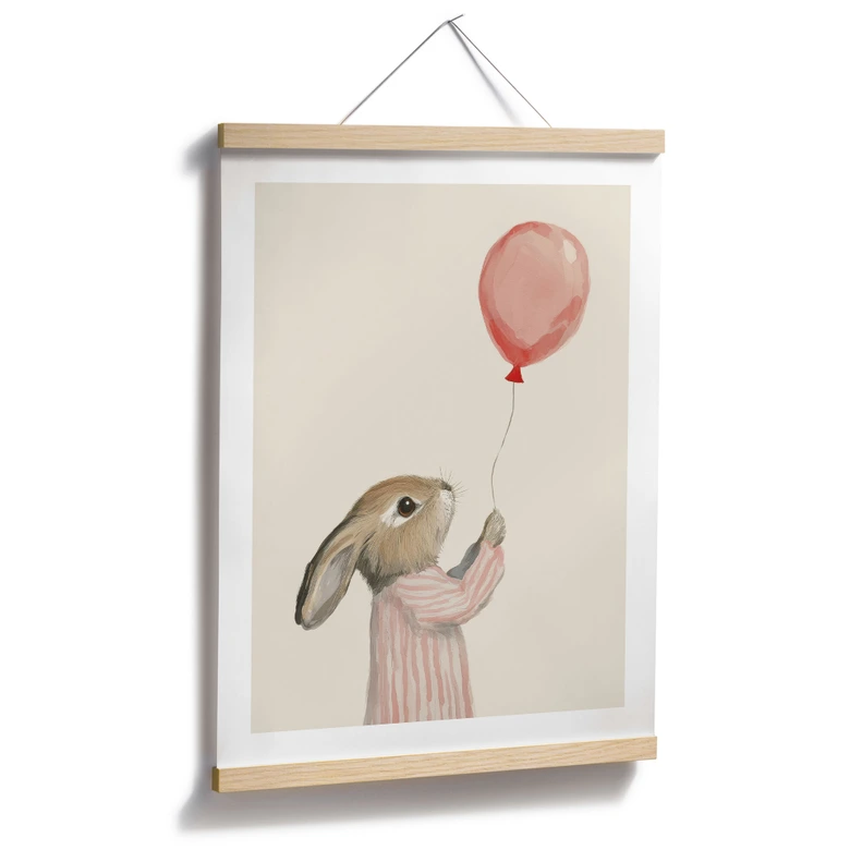 Poster Un lapin mignon avec un ballon - Treechild 