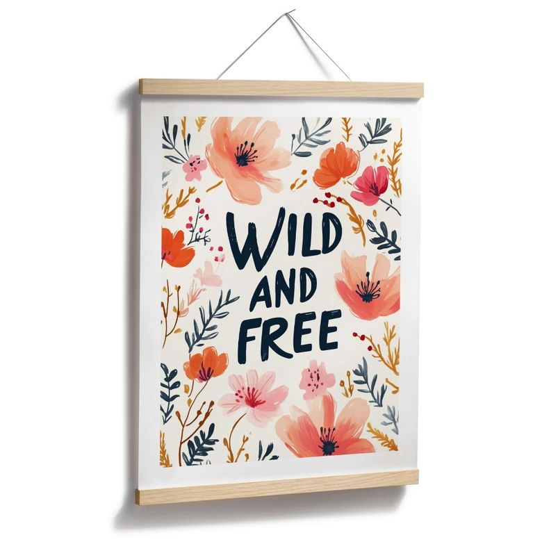 Poster Wild and free mit Aquarell-Blumen - Treechild 