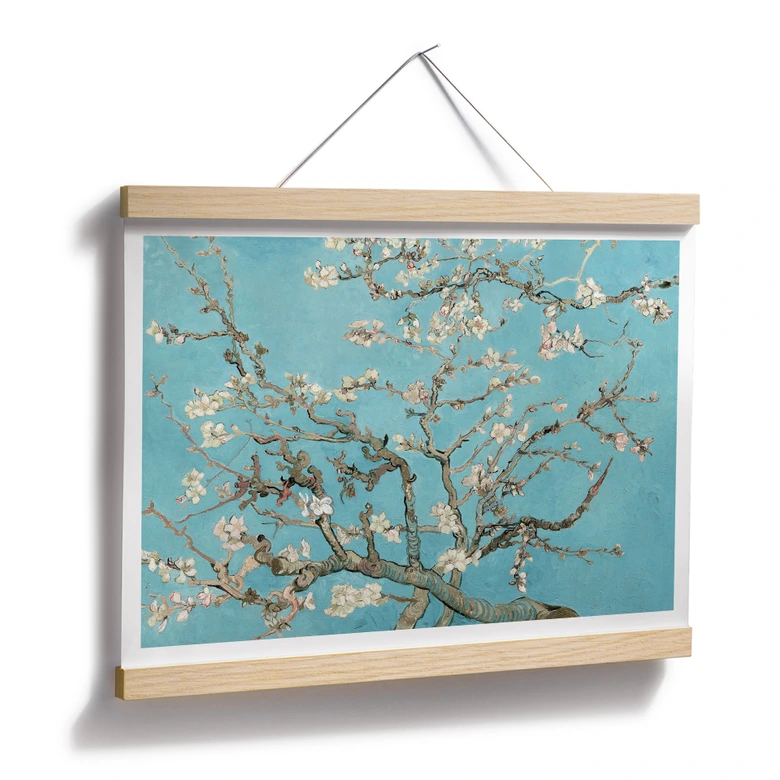 Poster van Gogh - Amandelbloesem zwart-wit 