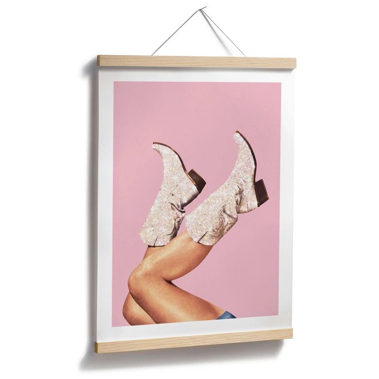 Poster Cowgirl with glitter boots in pink - Vertigo Artography 