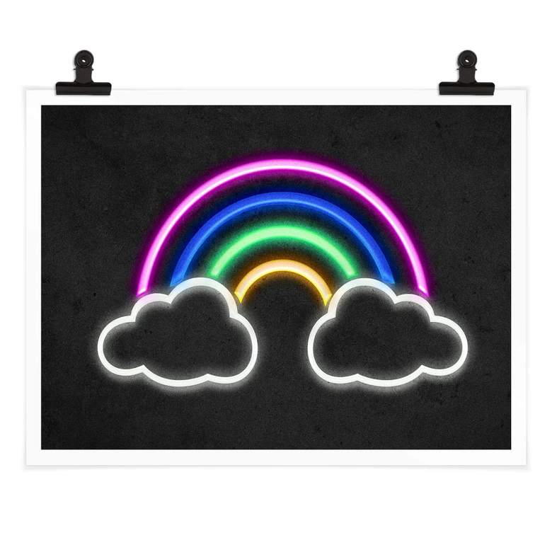 Poster Arc-en-ciel - néon 