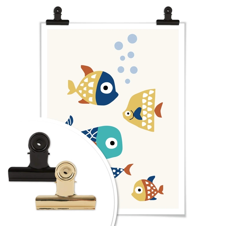 Plakat - Kubistika - Farverige fisk 