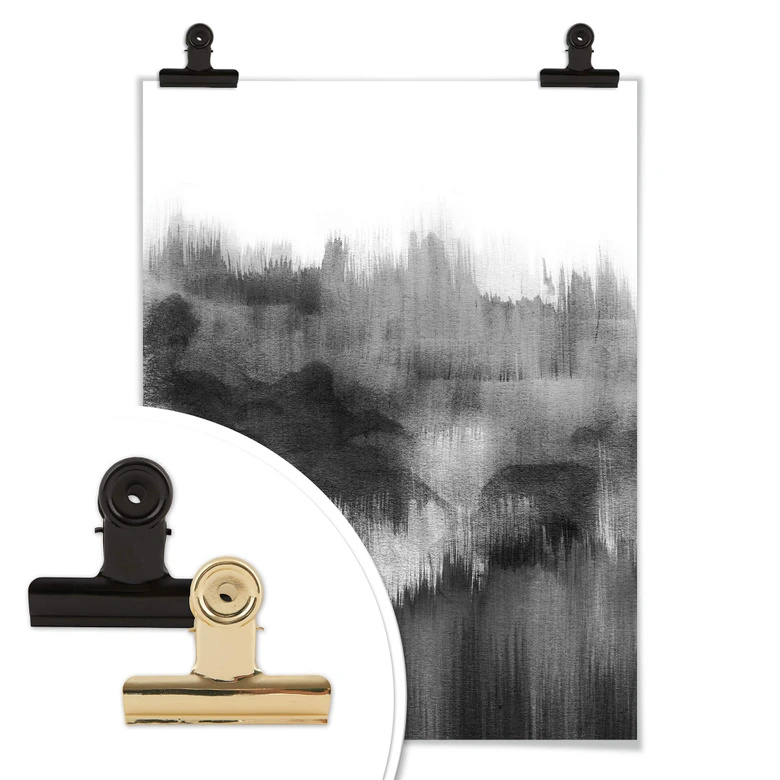 Póster Nouveauprints - Acuarela Pinceladas (negro) 