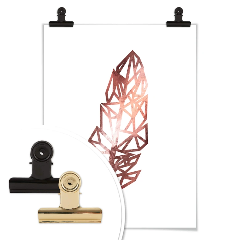 Póster - Pluma de origami - look oro rosa 