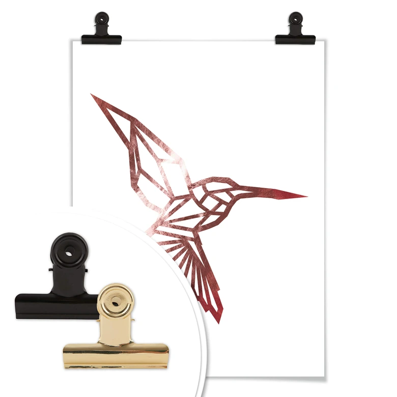 Poster - Origami Kolibri - Roségold-Optik 