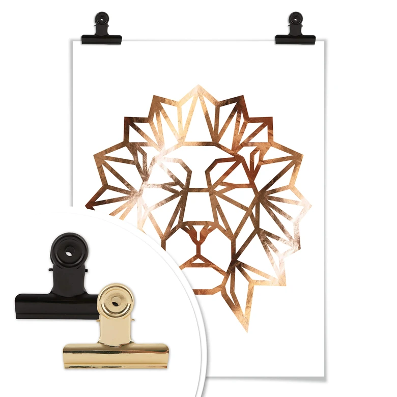 Plakat - Origami Løvehoved - Kobbereffekt 