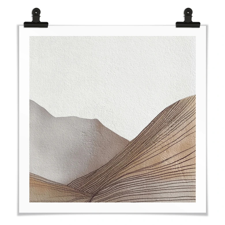 Poster Minimalistische Bergskizze | Line Art - Alma - Quadratisch 