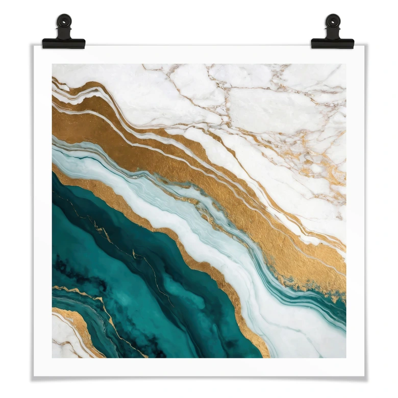 Poster Marmor-Fluss aus Gold und Jade - Alpenglow Workshop - Quadratisch 