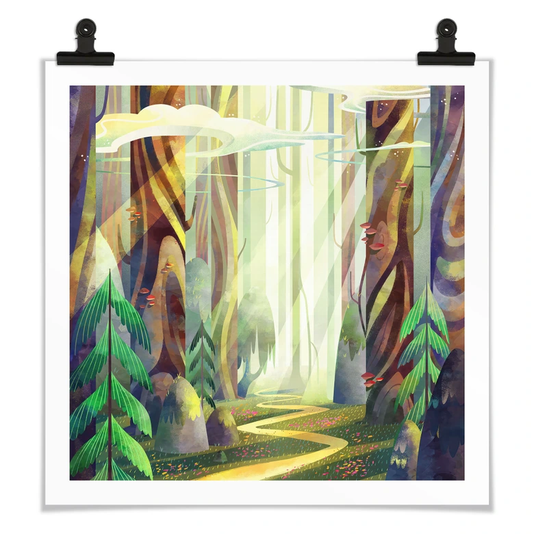 Poster Enchanted forest in the light - DigitalArtsi 