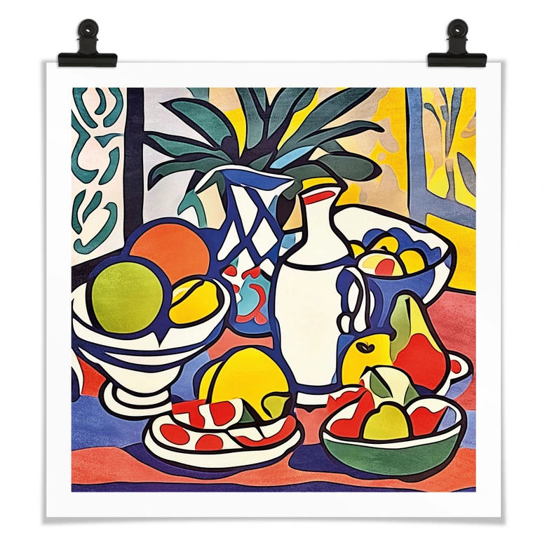 Poster Milch und Obst - Inspiriert von Matisse - Zamart - Quadratisch 