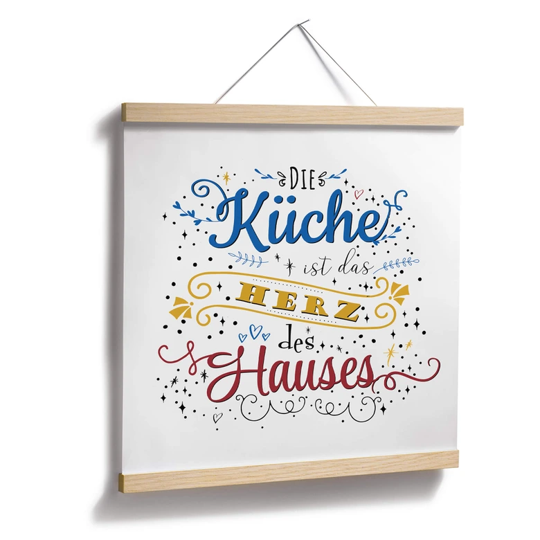 Poster Die Küche ist das Herz des Hauses - hell - Quadratisch 