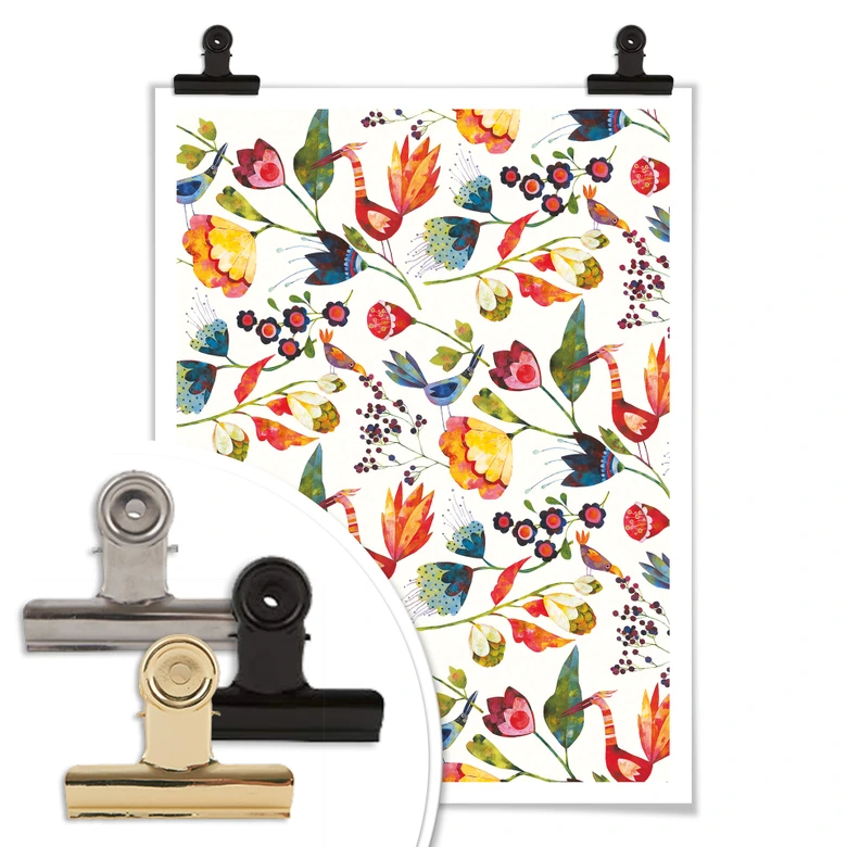 Poster Blanz - Blommor och fåglar 