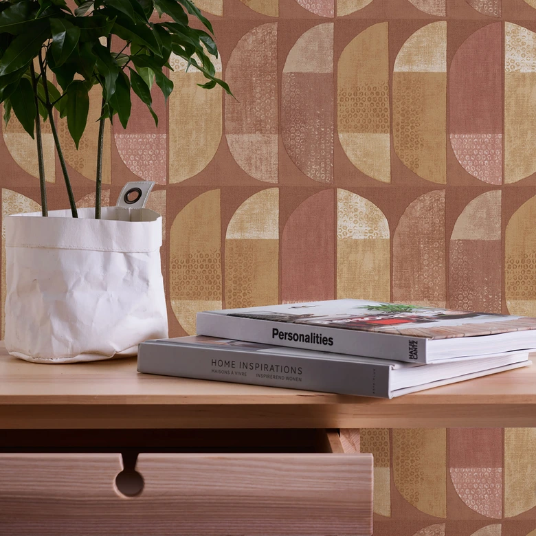 A.S. Création Geo Nordic Papier peint géométrique, Orange, Jaune, Crème 