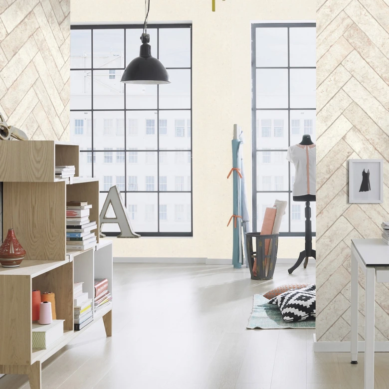 Eenheidsbehang, monochroom vliesbehang Factory V wit 