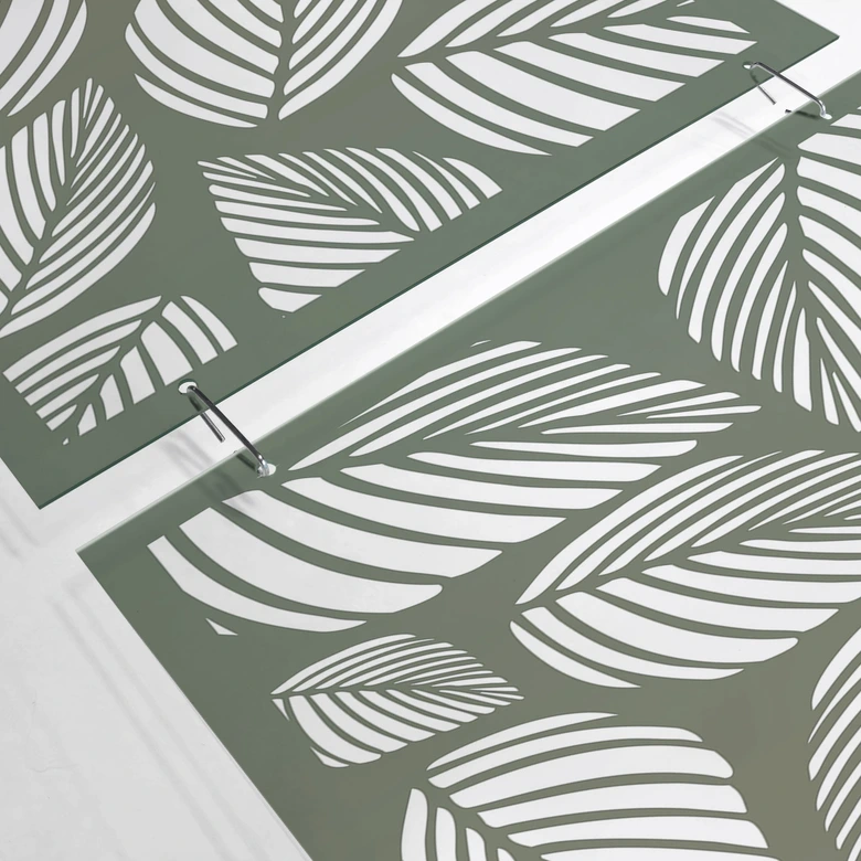 Séparation de pièce, paravent, paravent suspendu Feuilles d'automne - Ombre brun-vert 