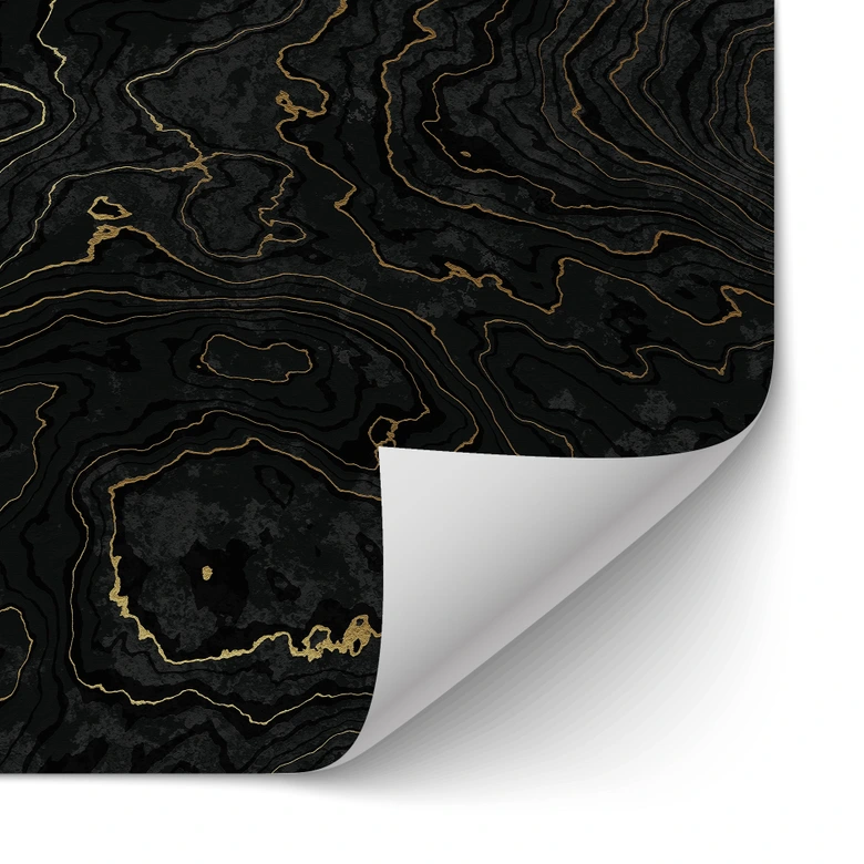 Self-adhesive kitchen splashback Abstract lines black-gold - Amini 