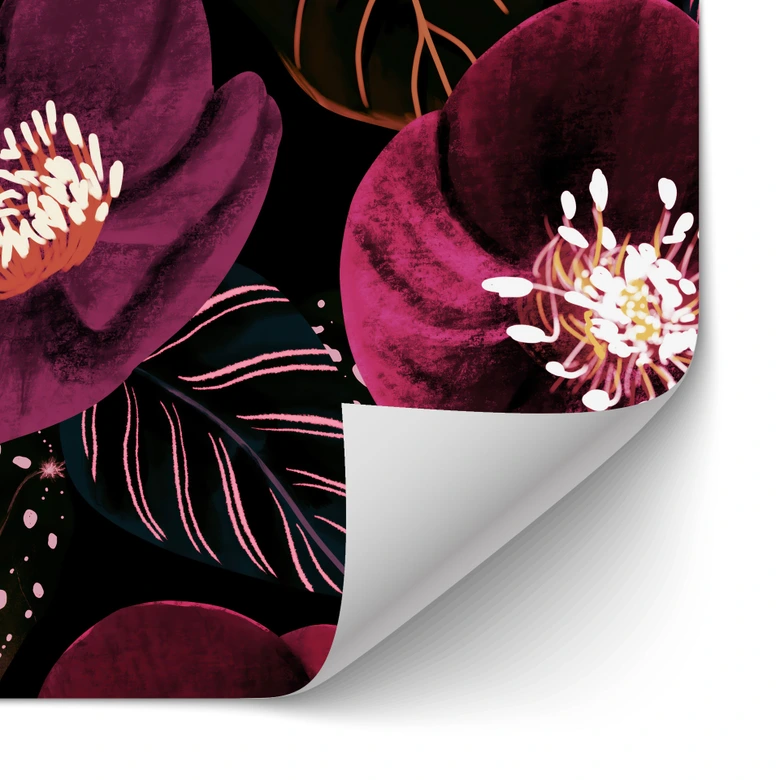 Self-adhesive kitchen splashback Floral blossoms in purple tones - Anise illustration 