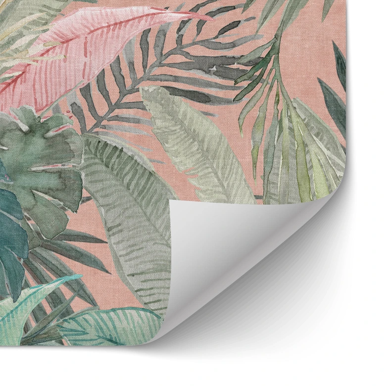 Zelfklevende Keukenachterwand tropische bladeren in de jungle roze - Bloomery Decor 