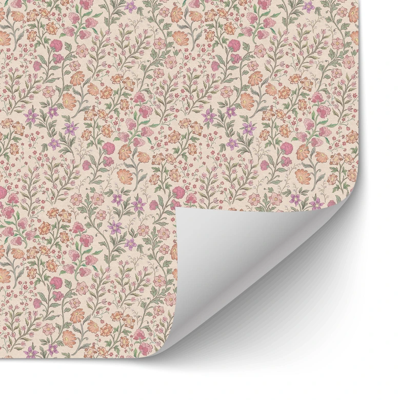 Selbstklebende Küchenrückwand Wiesenblumen Vintage - Beige - Bloomery Decor 