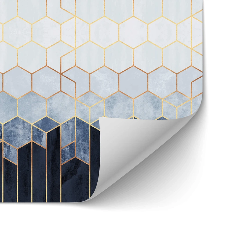 Selbstklebende Küchenrückwand Fredriksson - Hexagone: Blau und Weiß 
