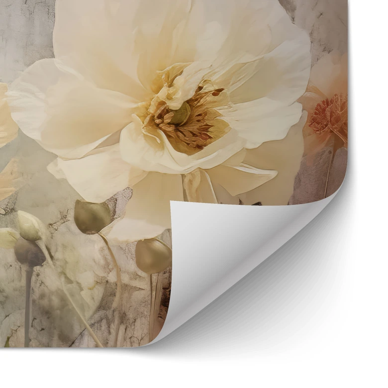 Salpicadero de cocina autoadhesivo de esplendor floral en cálidos tonos pastel - Paksoylu 