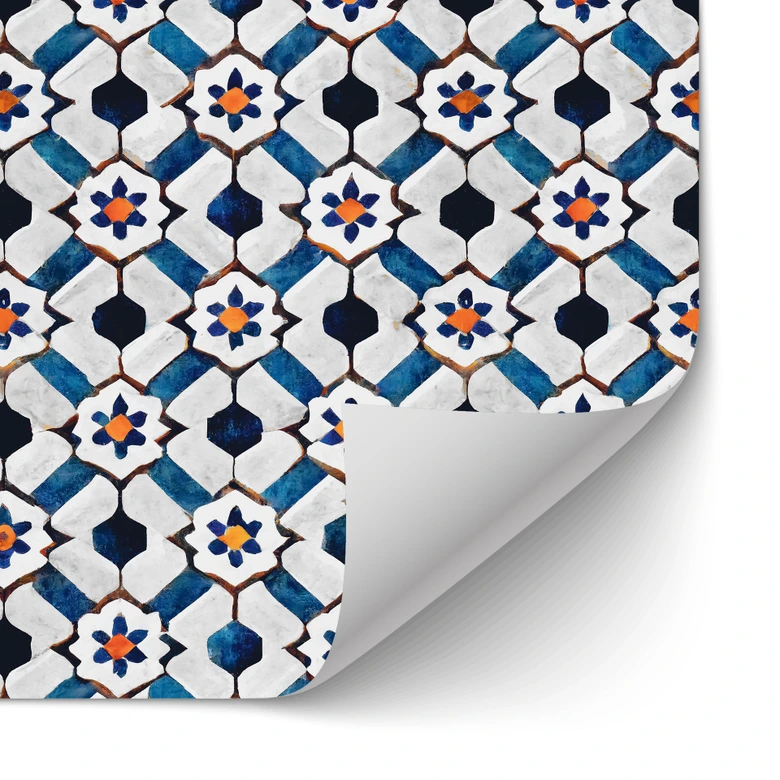 Samoprzylepny panel ścienny do kuchni Geometryczny wzór z kwiatami - Treechild 