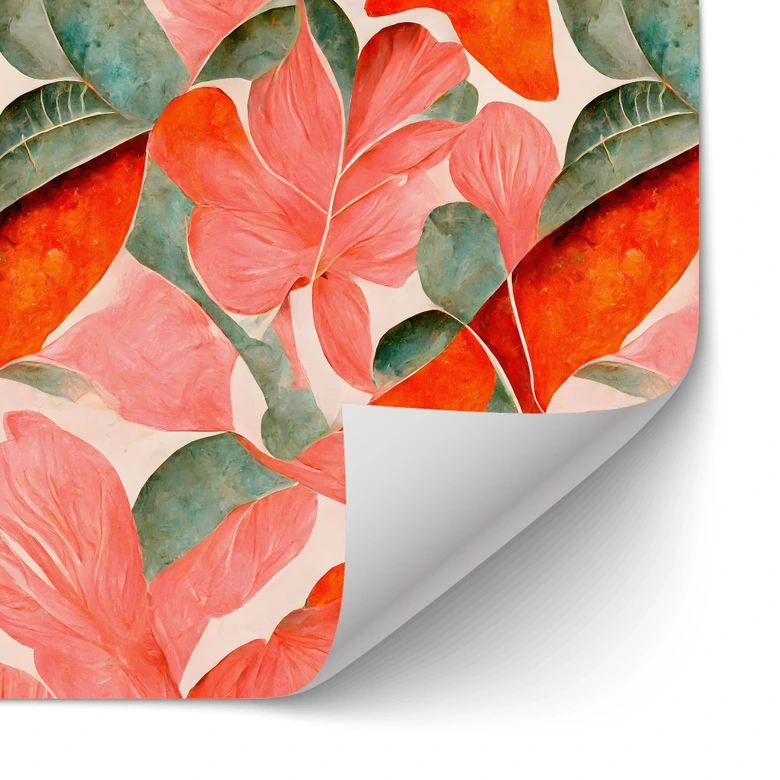 Self-adhesive kitchen splashback Coral red flowers - Treechild 