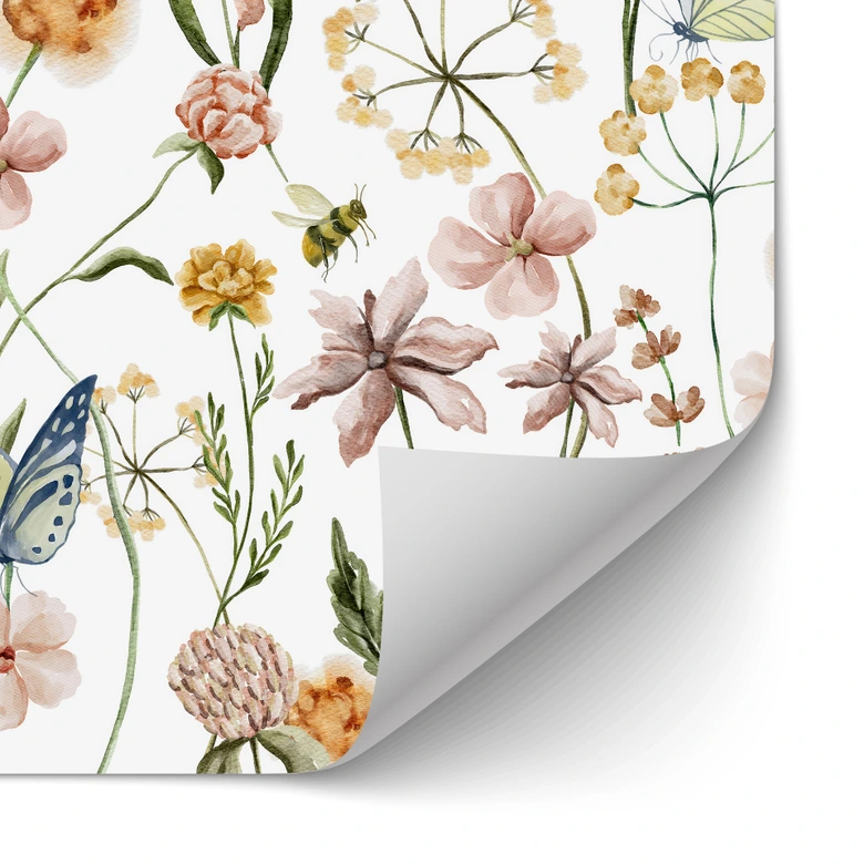 Självhäftande stänkpanel Våräng med fjärilar - UN Designs 