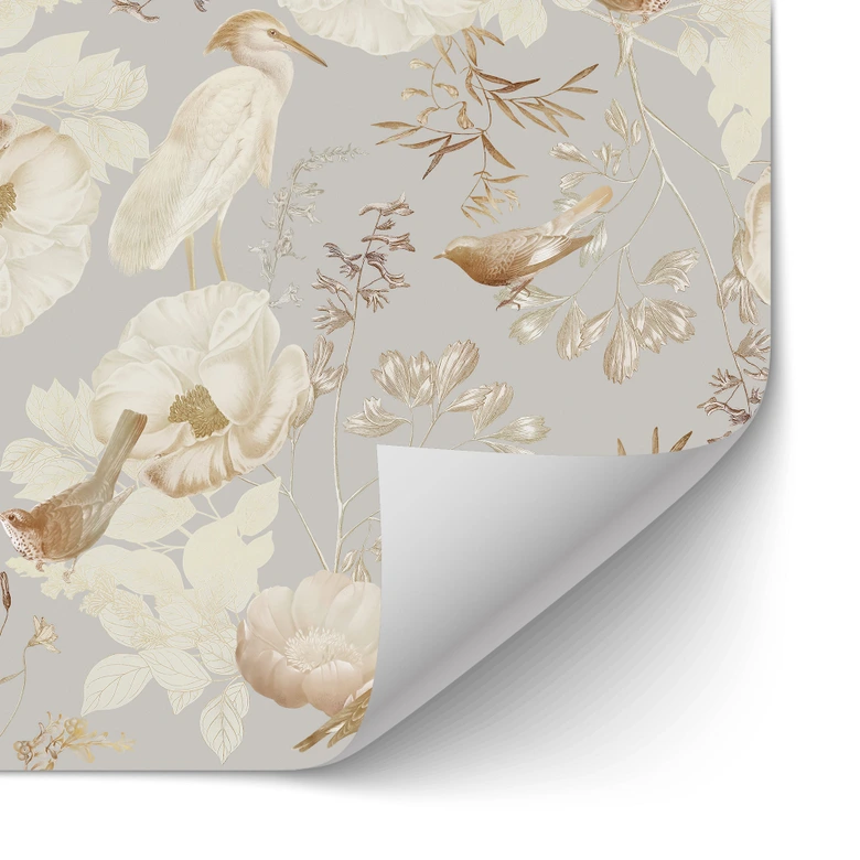 Samoprzylepny panel ścienny do kuchni ptaki wśród białych kwiatów - UN Designs 