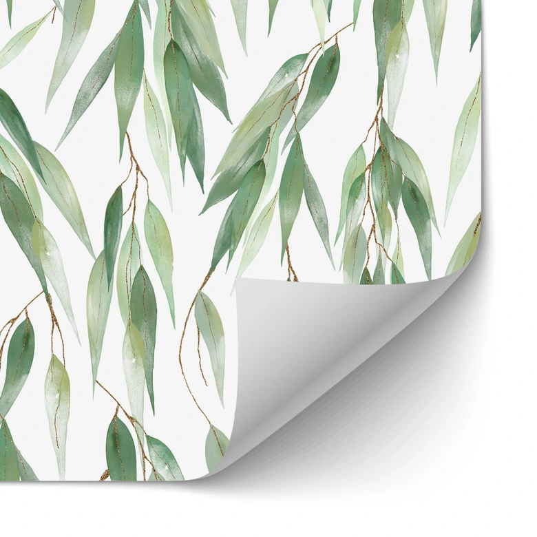 Self-adhesive kitchen splashback branches with green leaves - UN Designs 