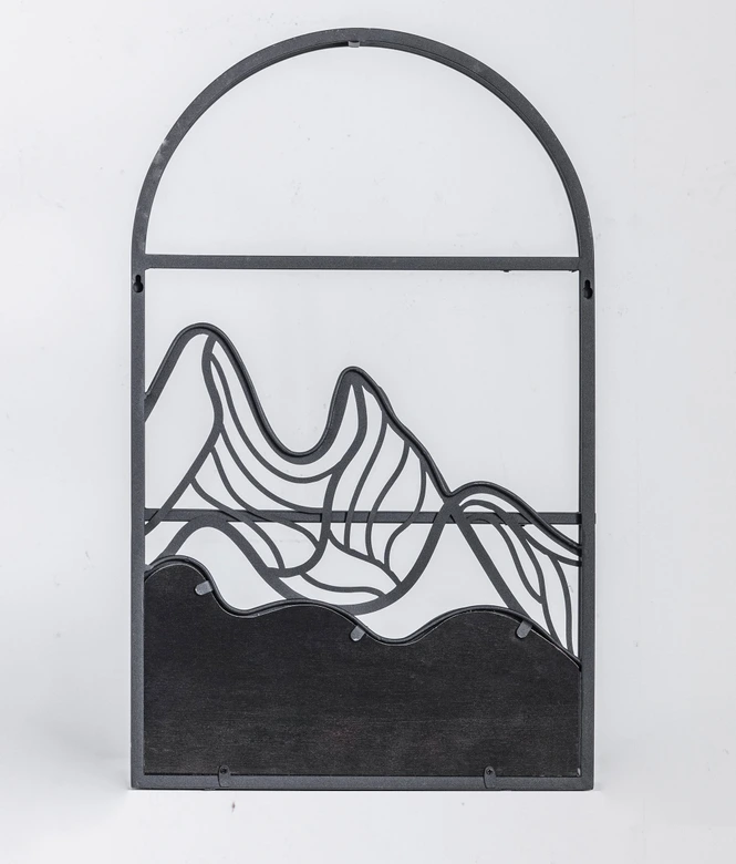 Wandregal Hängeregal Berglandschaft - Aus Holz und Metall - 34x56x12 cm 