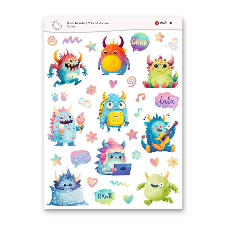 Autocollants Monstres colorés 