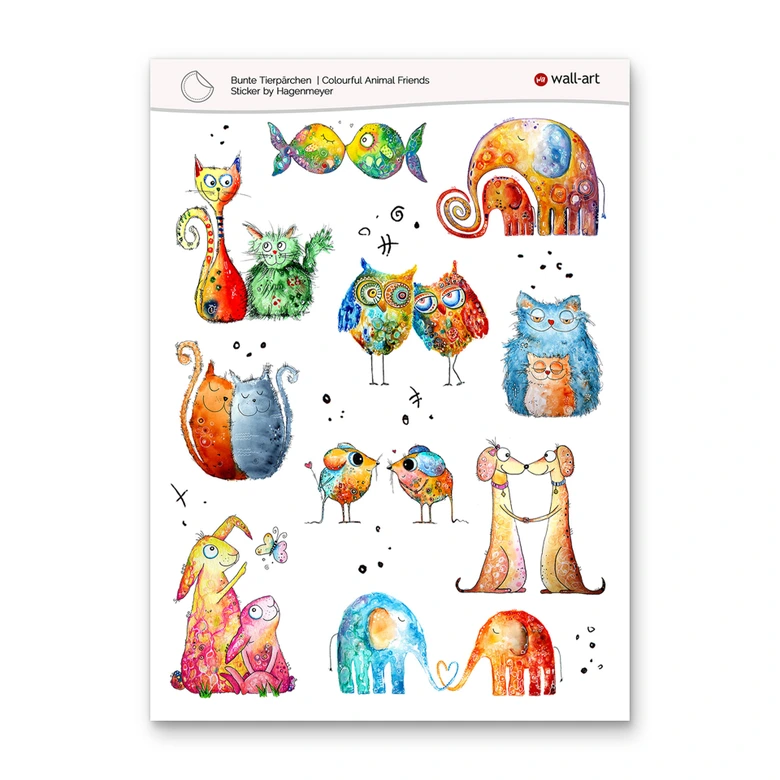 Sticker Couple d'animaux colorés - Hagenmeyer 