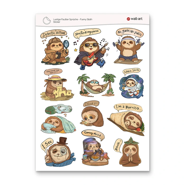 Stickers Funny sloth sayings 