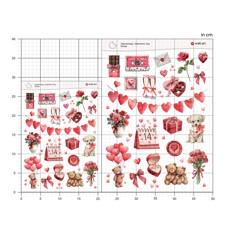 Valentine's Day stickers - Love greetings with hearts 