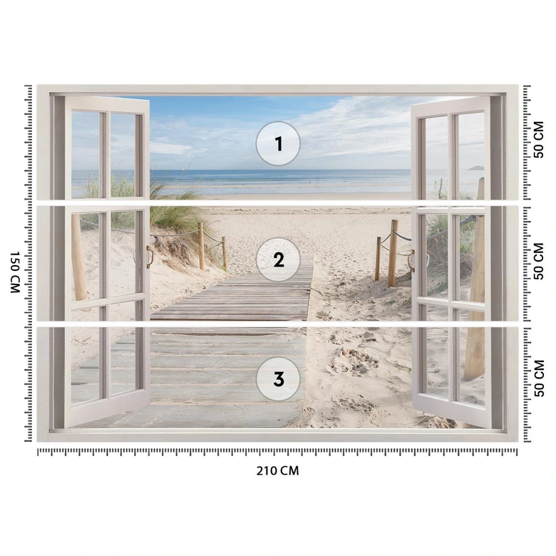 Fototapete Fensterblick Strand Meer Natur 